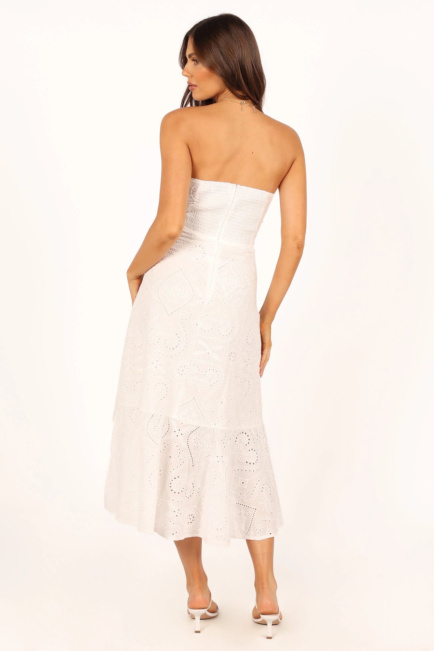 Melanie Strapless Midi Dress White