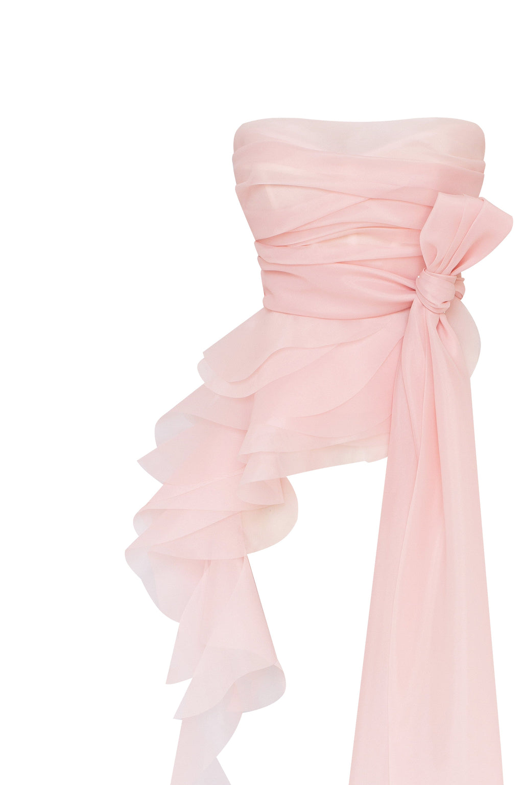 Dreamy off shoulder blouse with meringue flounces in misty rose Midnight Walk