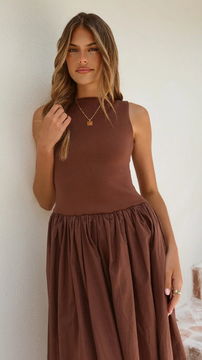 Alita Maxi Dress Chocolate