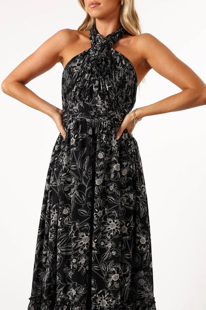 Lennon Halterneck Maxi Dress Black Floral