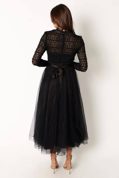 Pilla Long Sleeve Midi Dress Black