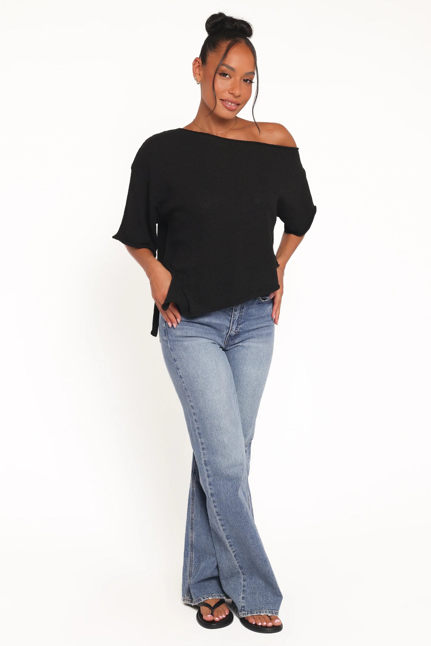 Ardena Boucle Knit Top Black