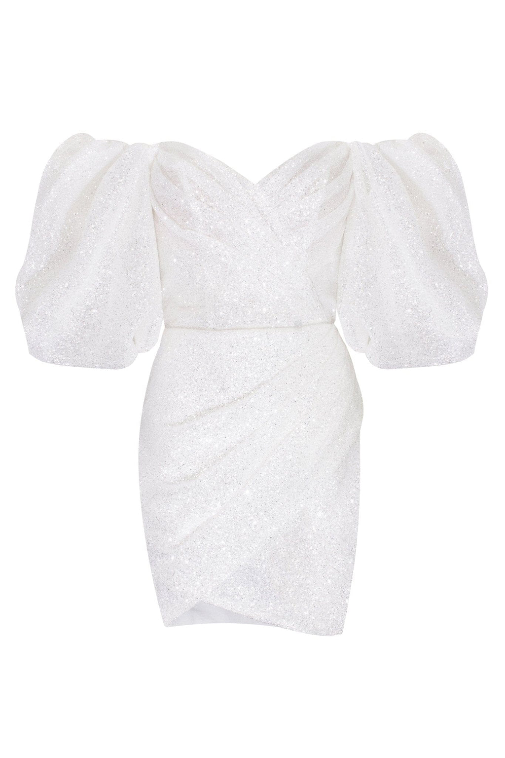 White Cute mini dress with doll sleeves