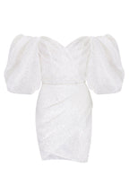 White Cute mini dress with doll sleeves