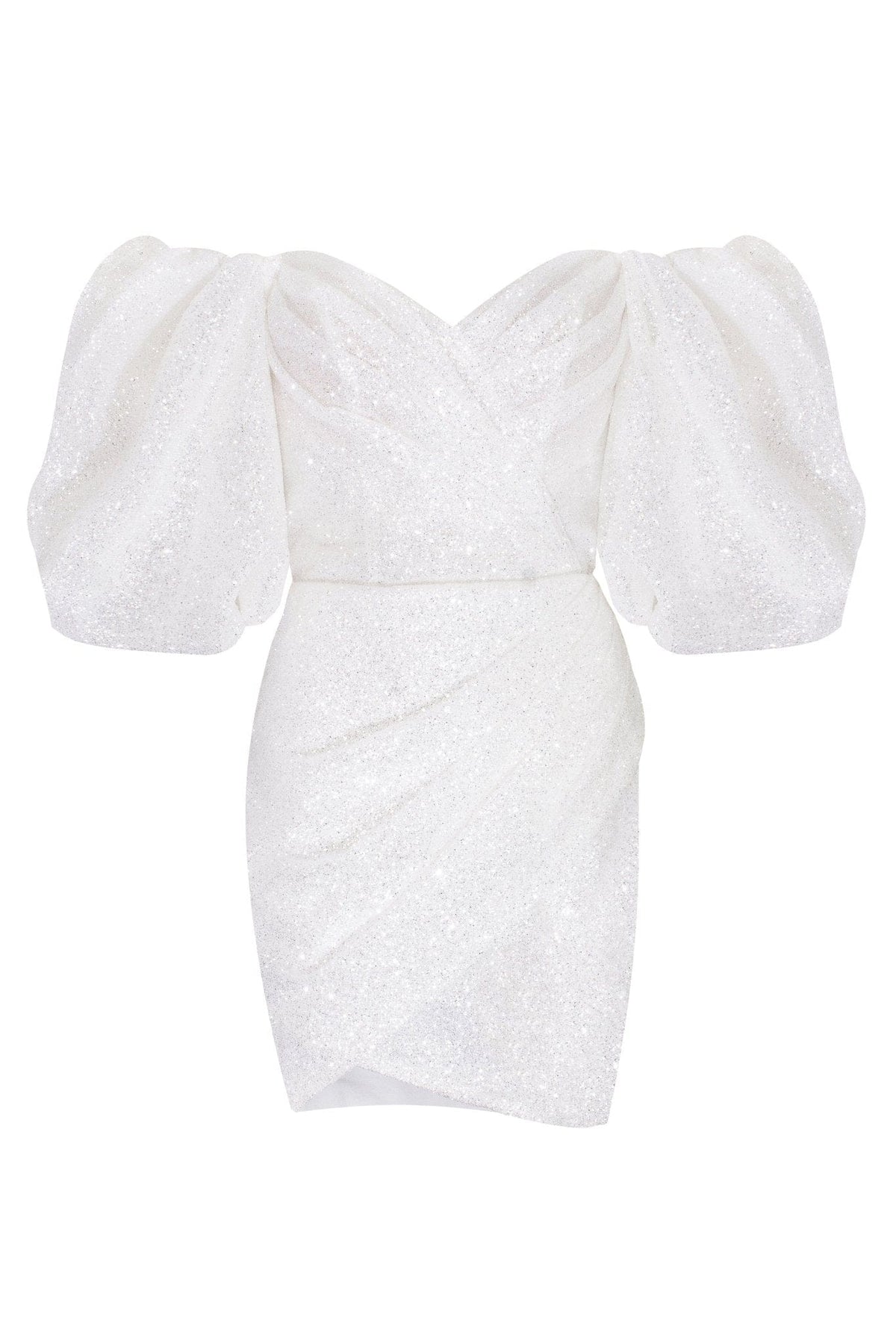 White Cute mini dress with doll sleeves