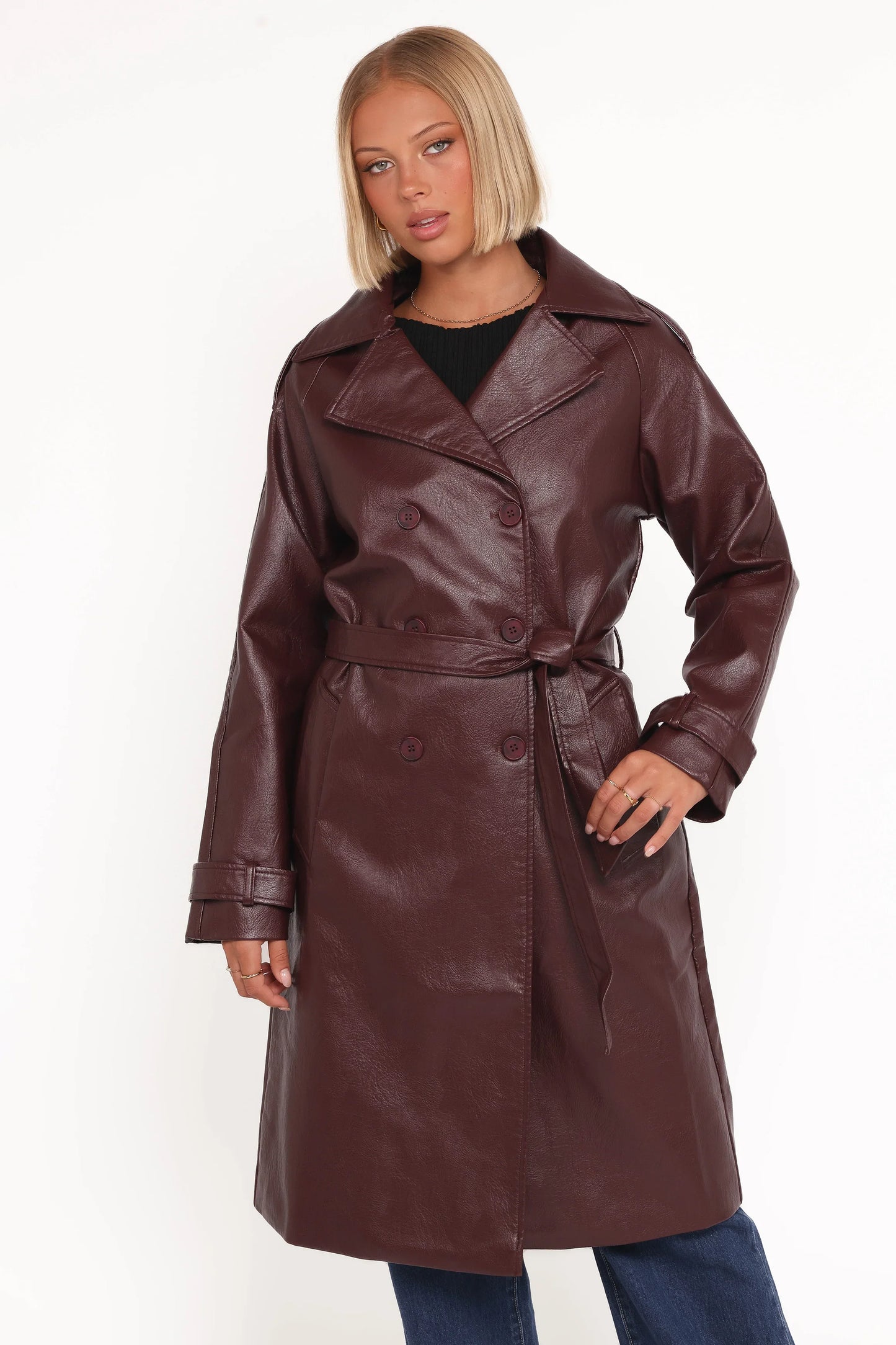 Vita Faux Leather Jacket Burgundy