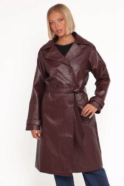 Vita Faux Leather Jacket Burgundy