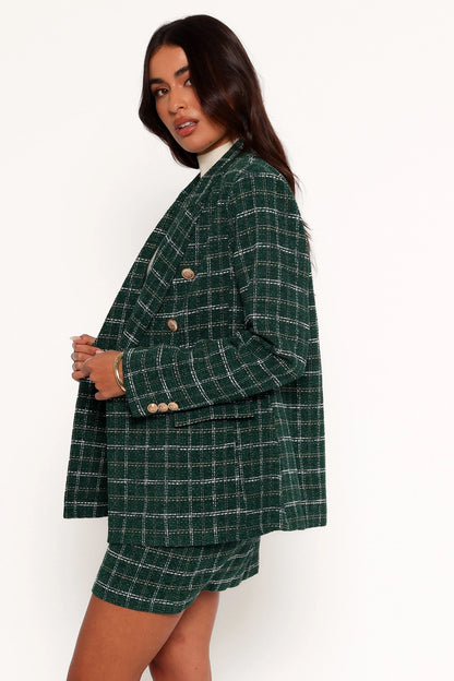 Jules Twill Plaid Blazer Green