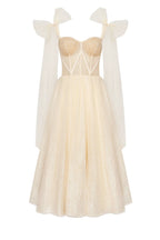 Melon Sparkly midi tulle dress
