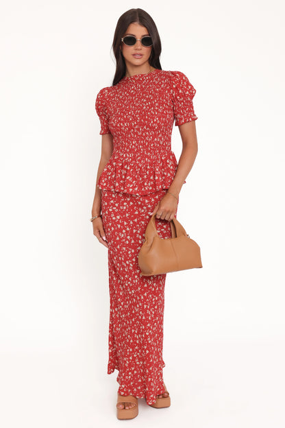 Zoella Peplum Top Red Floral