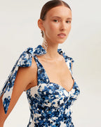 Marvelous blue hydrangea mini dress on straps Garden of Eden