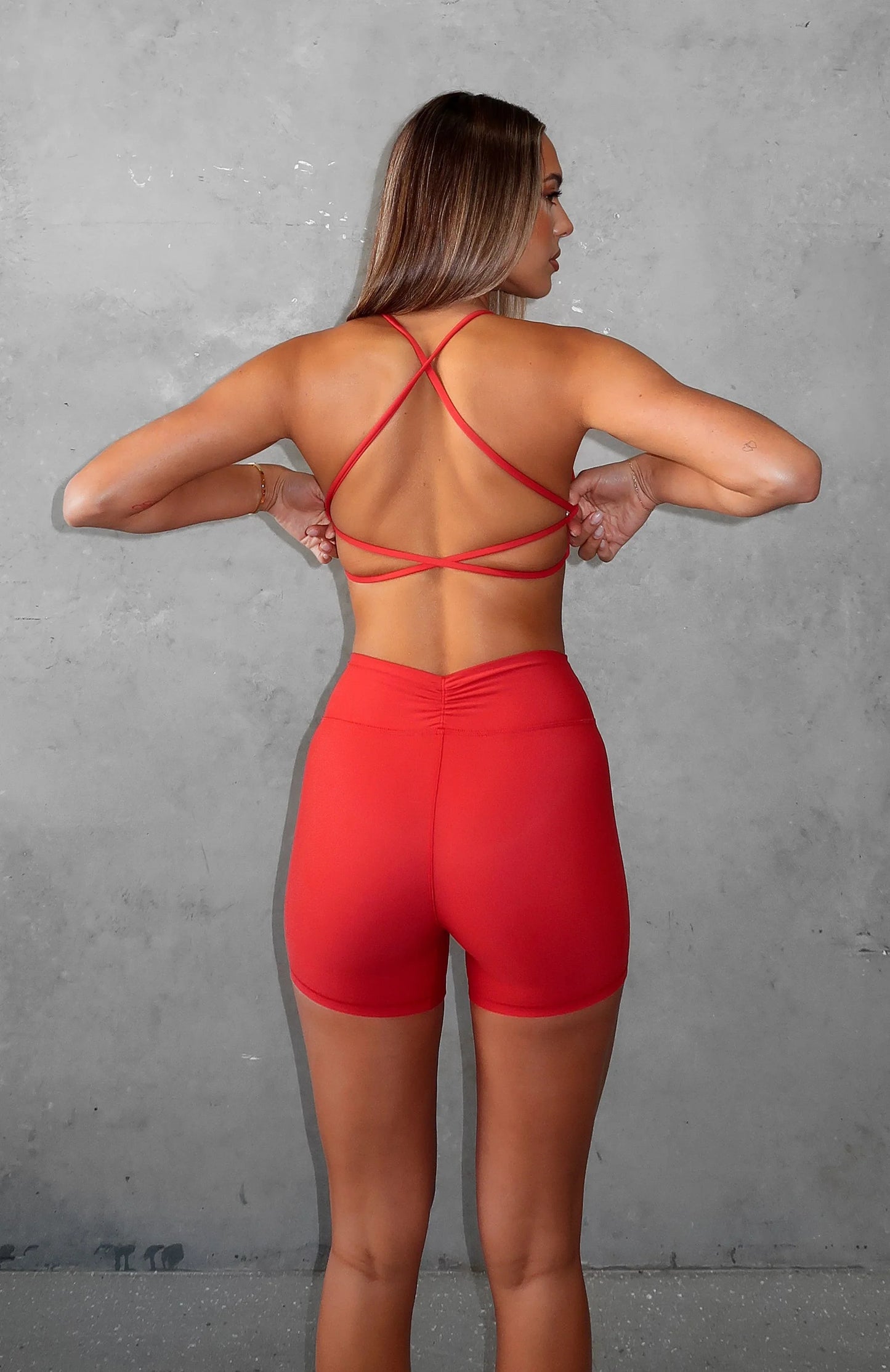 Shes Healthy Sports Crop Cherry Red