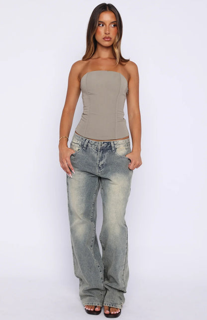 Bye Girl Strapless Bustier Taupe