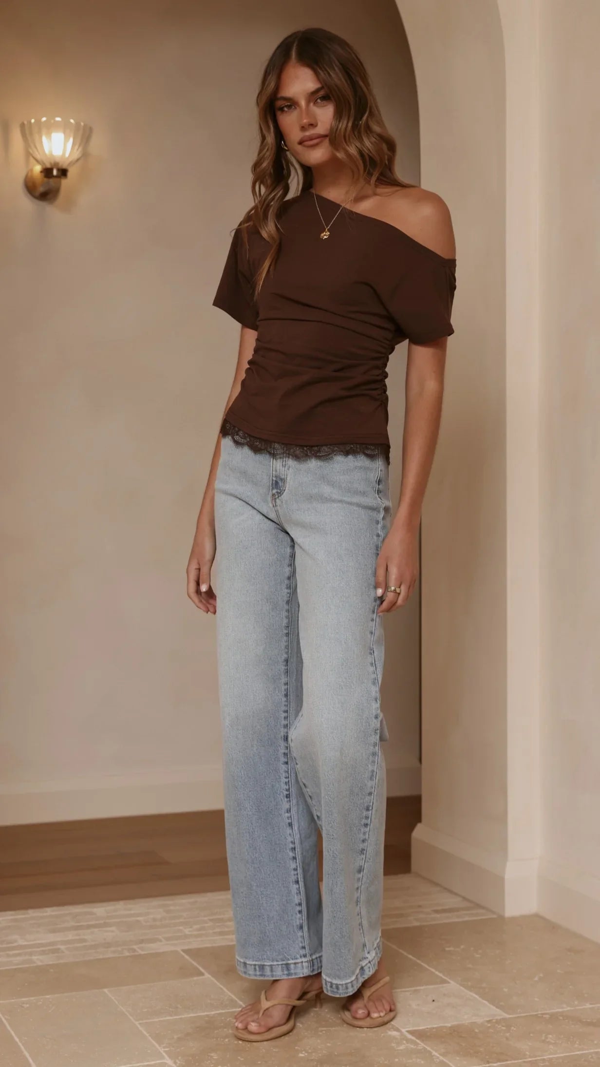 Tallie Lace Top Chocolate