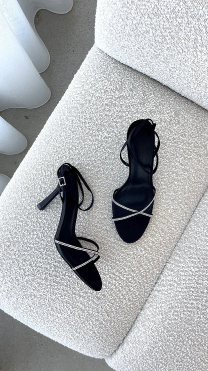 Vixin Heels Black Satin Diamante