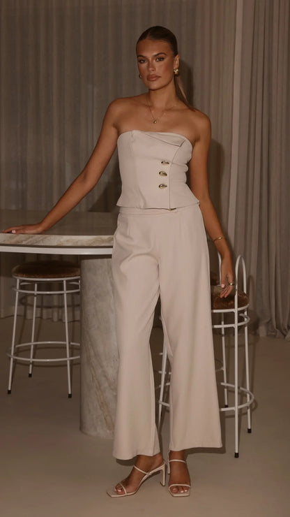 Payton Strapless Top Beige