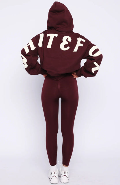 Gone Away Boxy Zip Front Hoodie Merlot