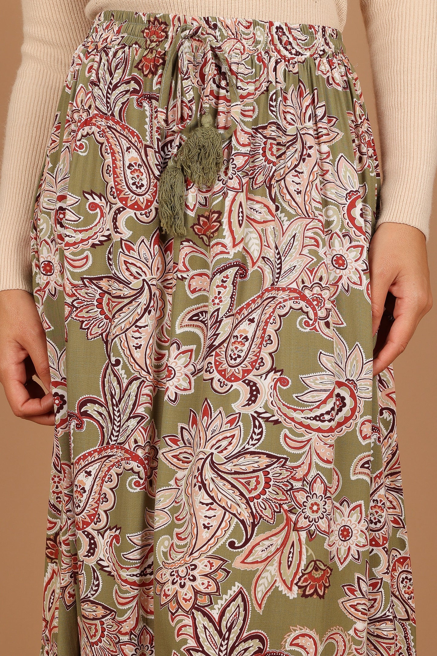 Katherine Skirt Olive Paisley