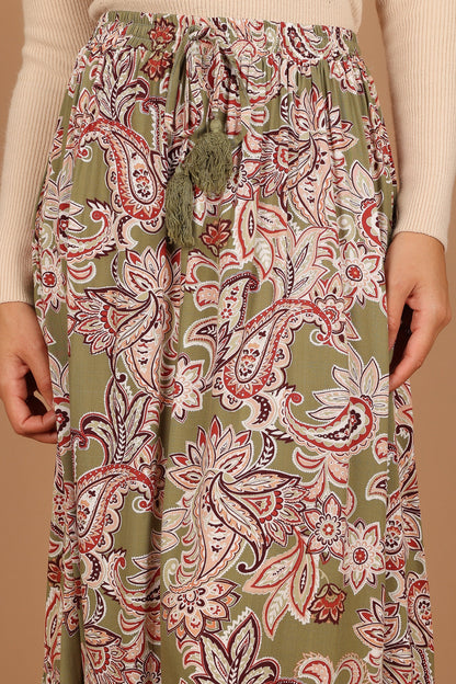 Katherine Skirt Olive Paisley