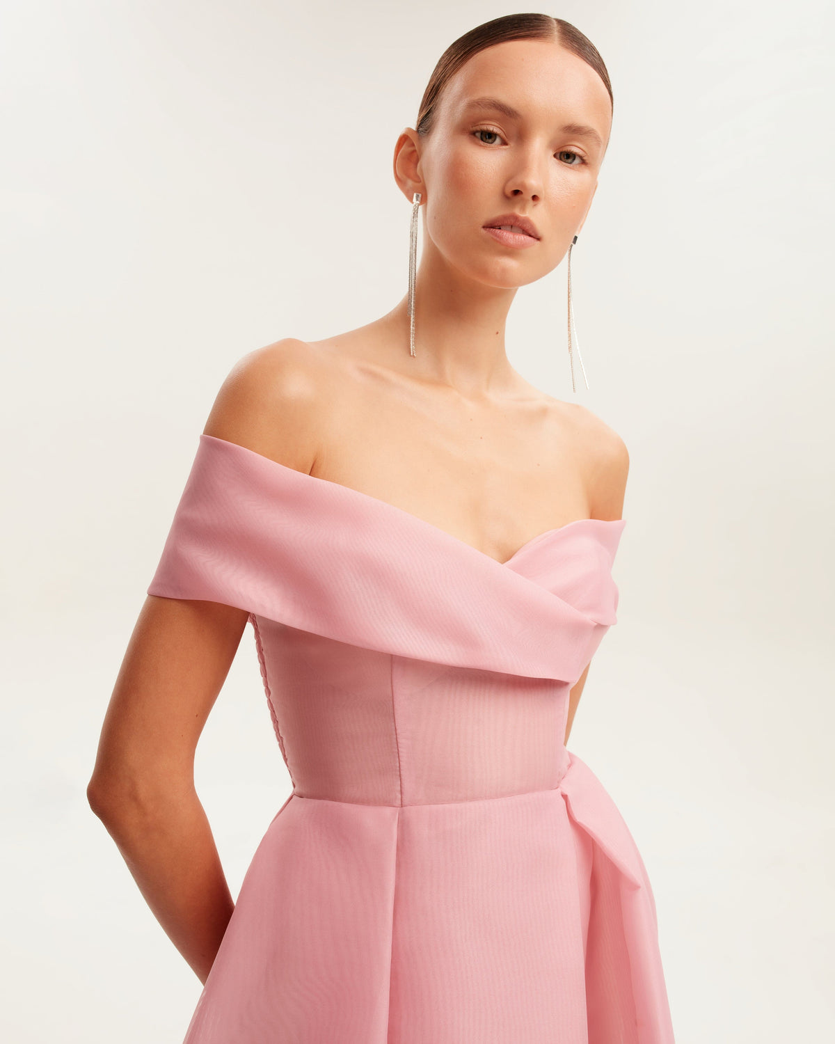 Sophisticated off the shoulder misty rose maxi dress Garden of Eden