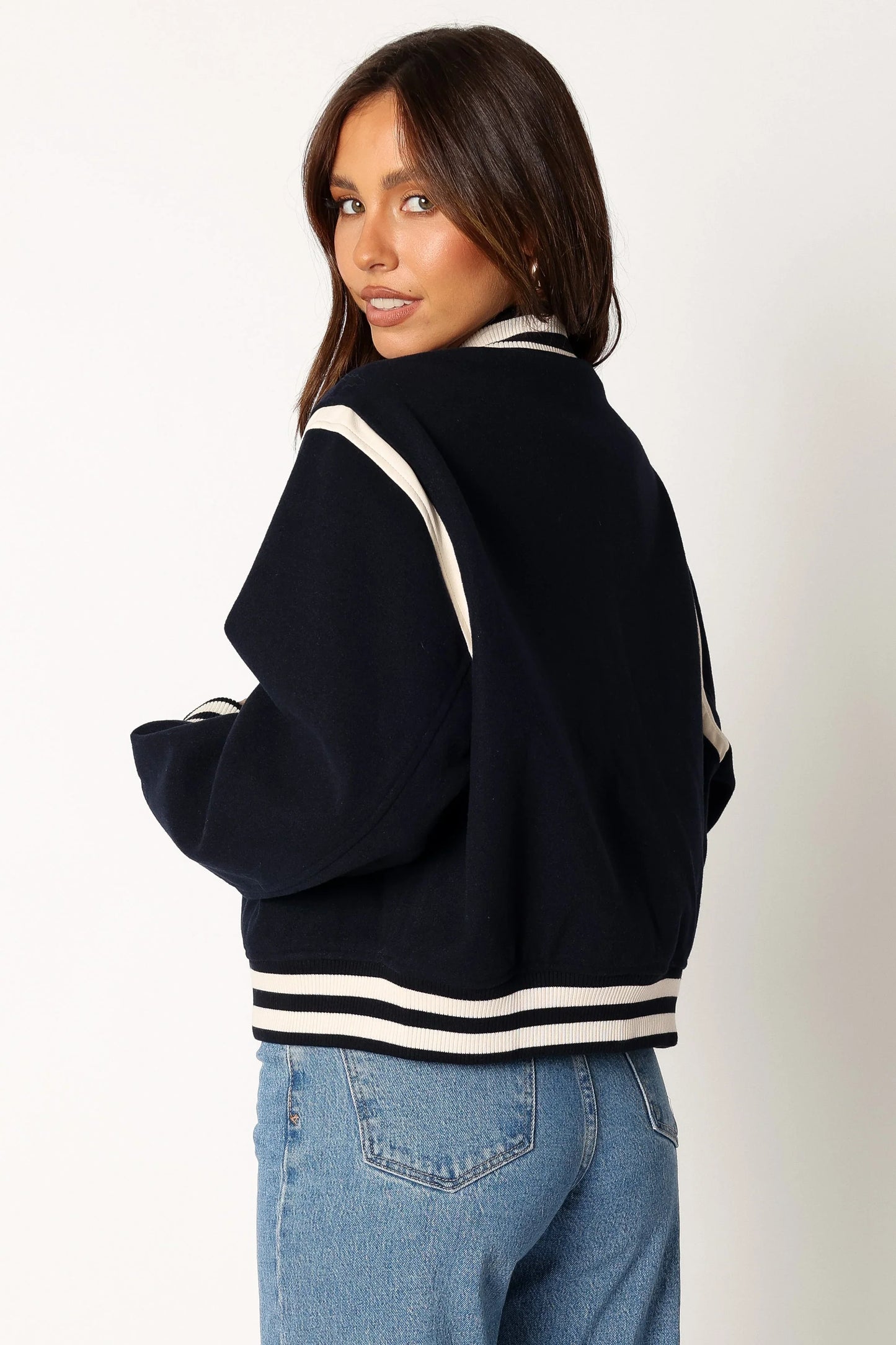 Fallon Collegiate Bomber Jacket Dark Indigo