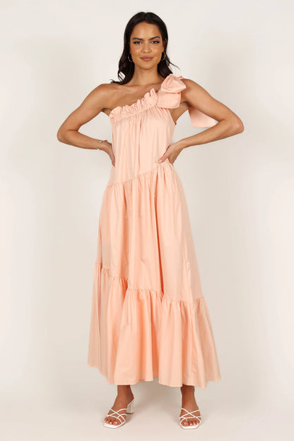 Ava One Shoulder Maxi Dress Peach