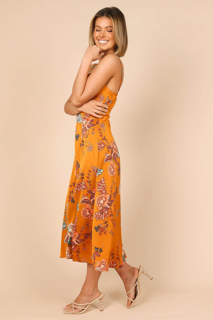 Alejandra Cowl Neck Midi Dress Tan