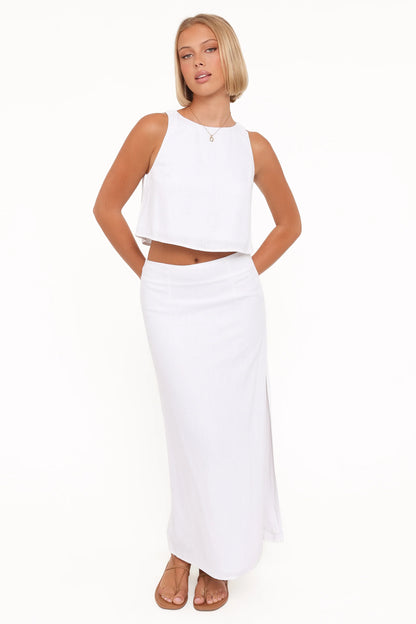 Madison Linen Cropped Tank White