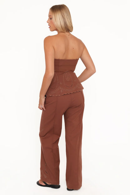 Dalia Eyelet Pant Brown