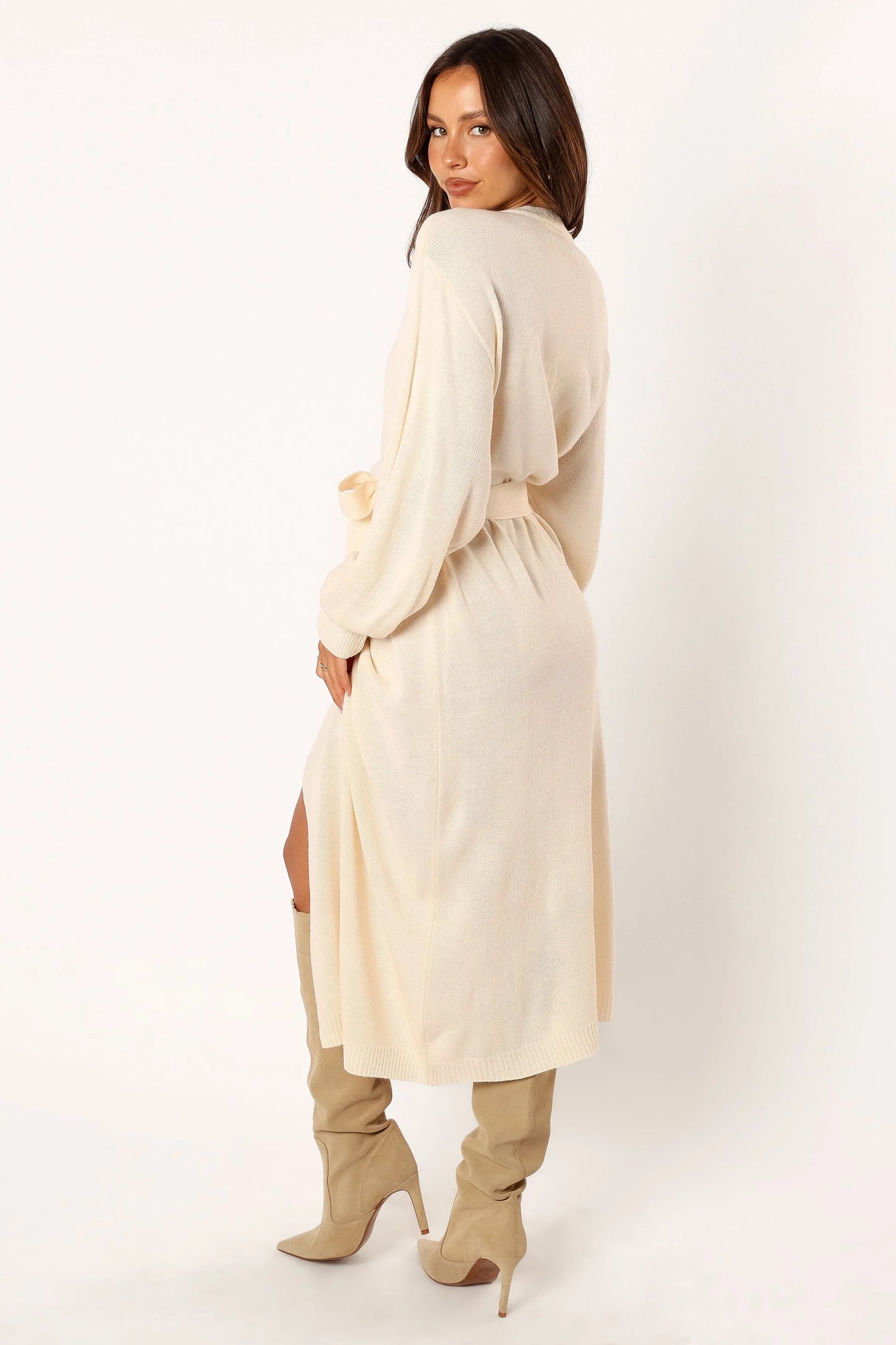 Nova Wrap Knit Midi Dress Taupe