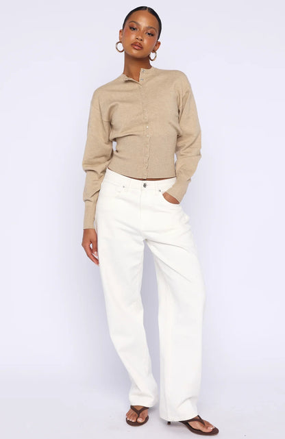 Cindy Cinched Knit Top Beige