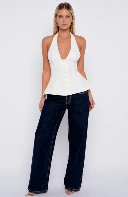 Let Me Be Loved Halter Top White