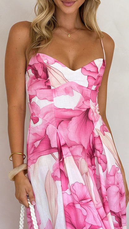 Dallas Midi Dress Pink Floral