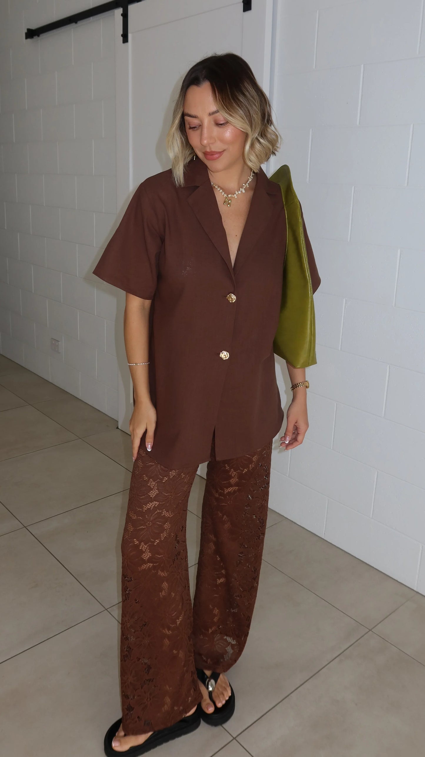Azura Shirt And Pants Set Brown