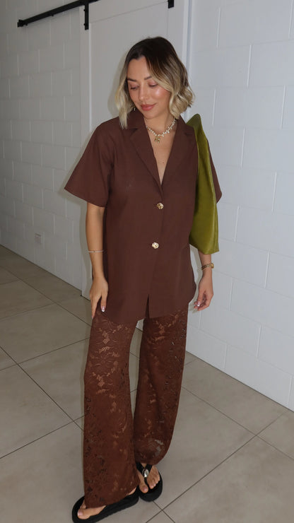Azura Shirt And Pants Set Brown