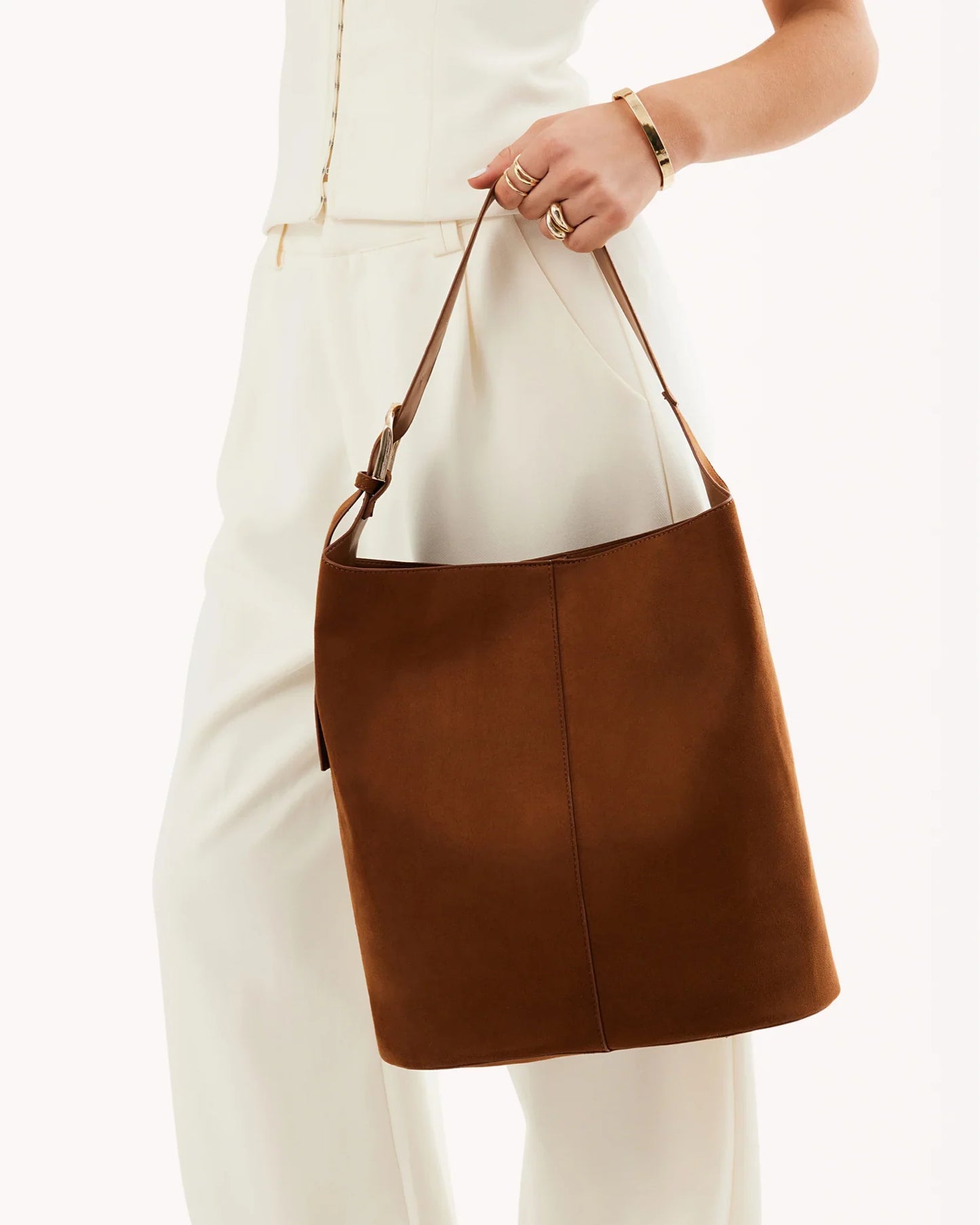 Cali Shoulder Bag Tan Suede