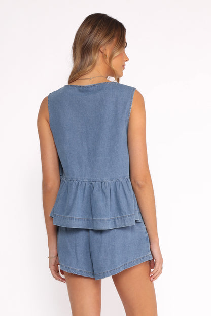 Graciana Denim Short Set Blue