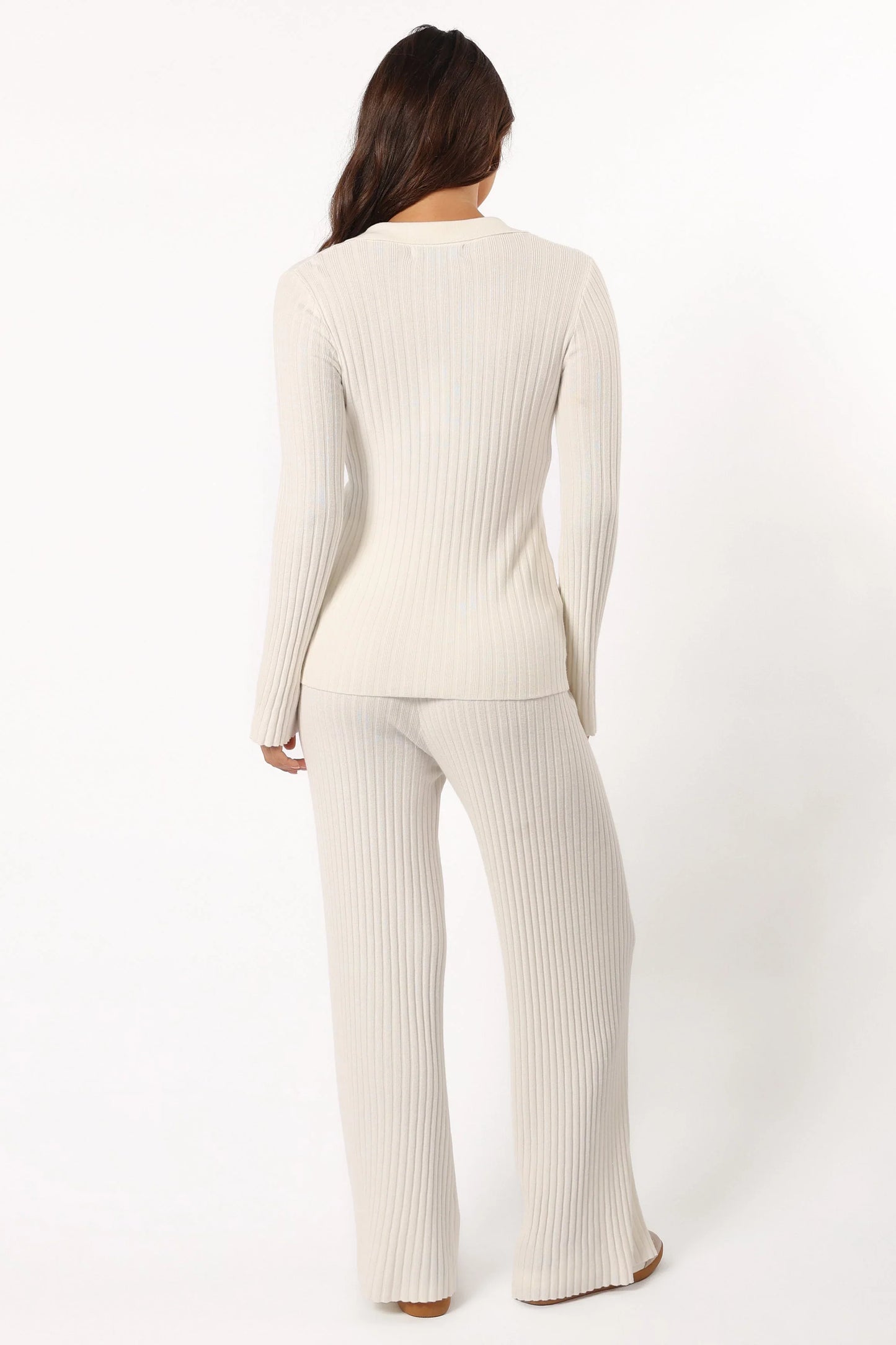 Aylia Ribbed Knit Set Off White