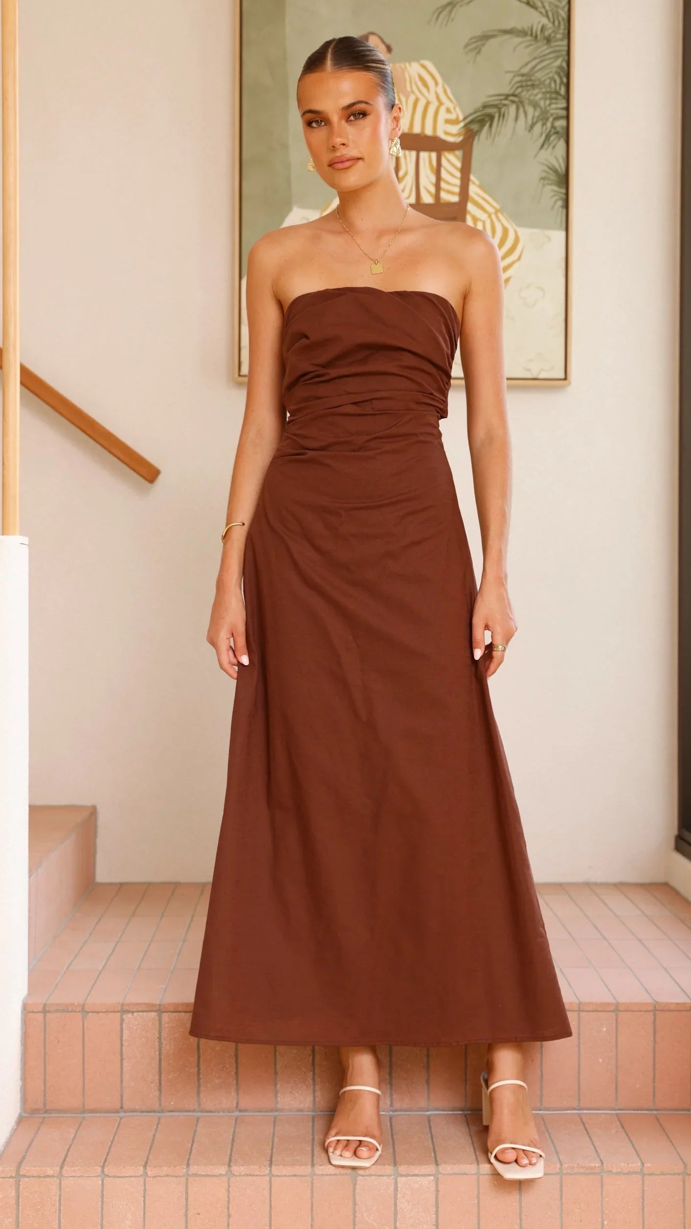 Bolivia Strapless Maxi Dress Chocolate