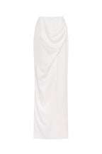 Refined fitted white maxi skirt with a slit Midnight Walk