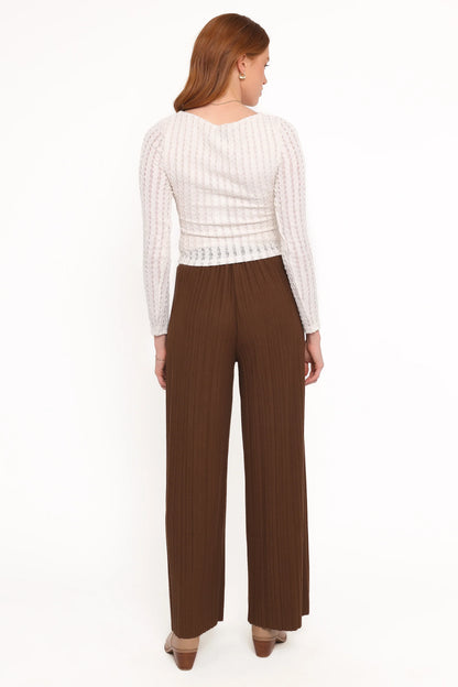 Davis Pleated Knit Pant Brown