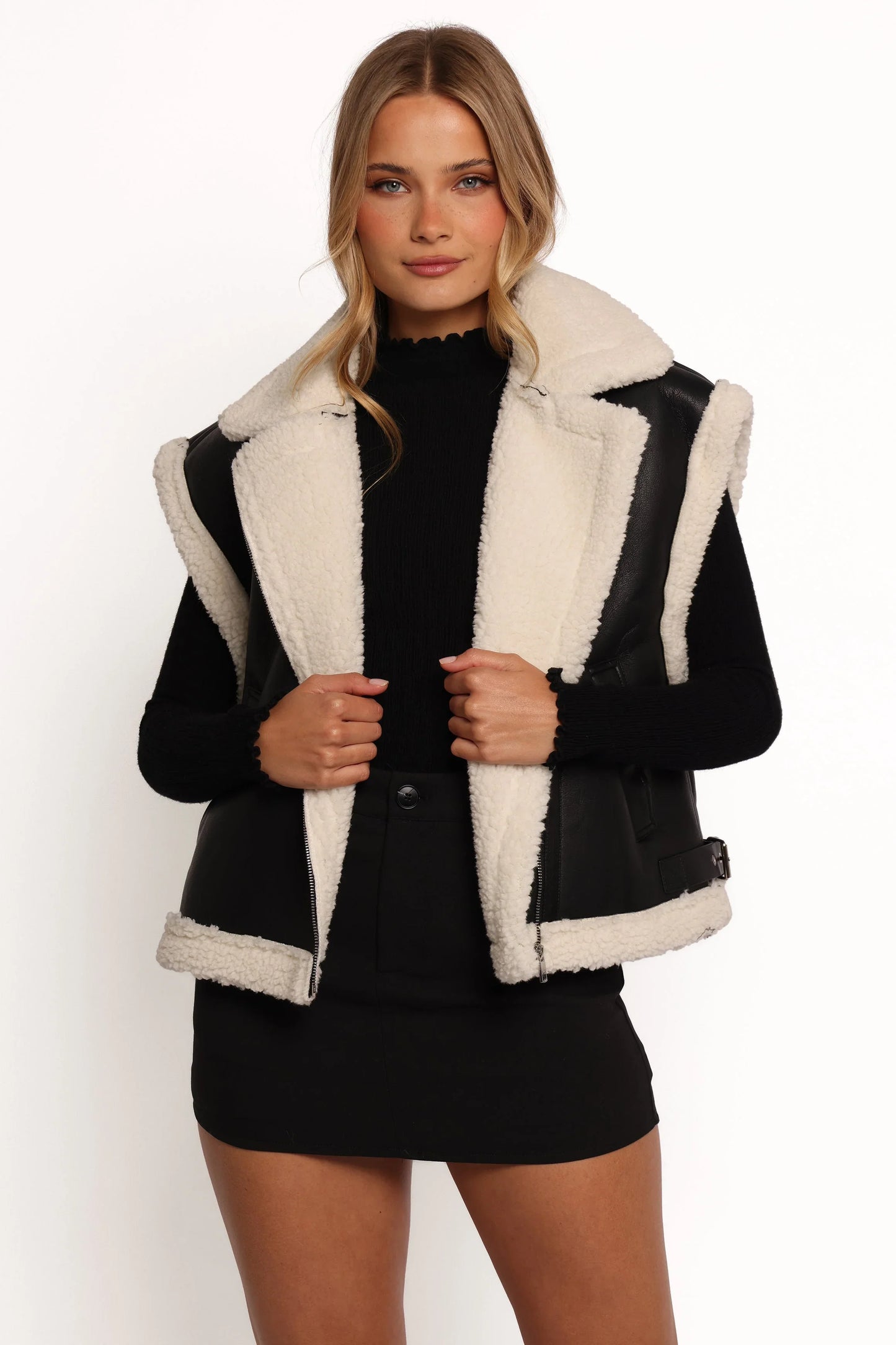 Kayden Faux Shearling Lined Vest Black