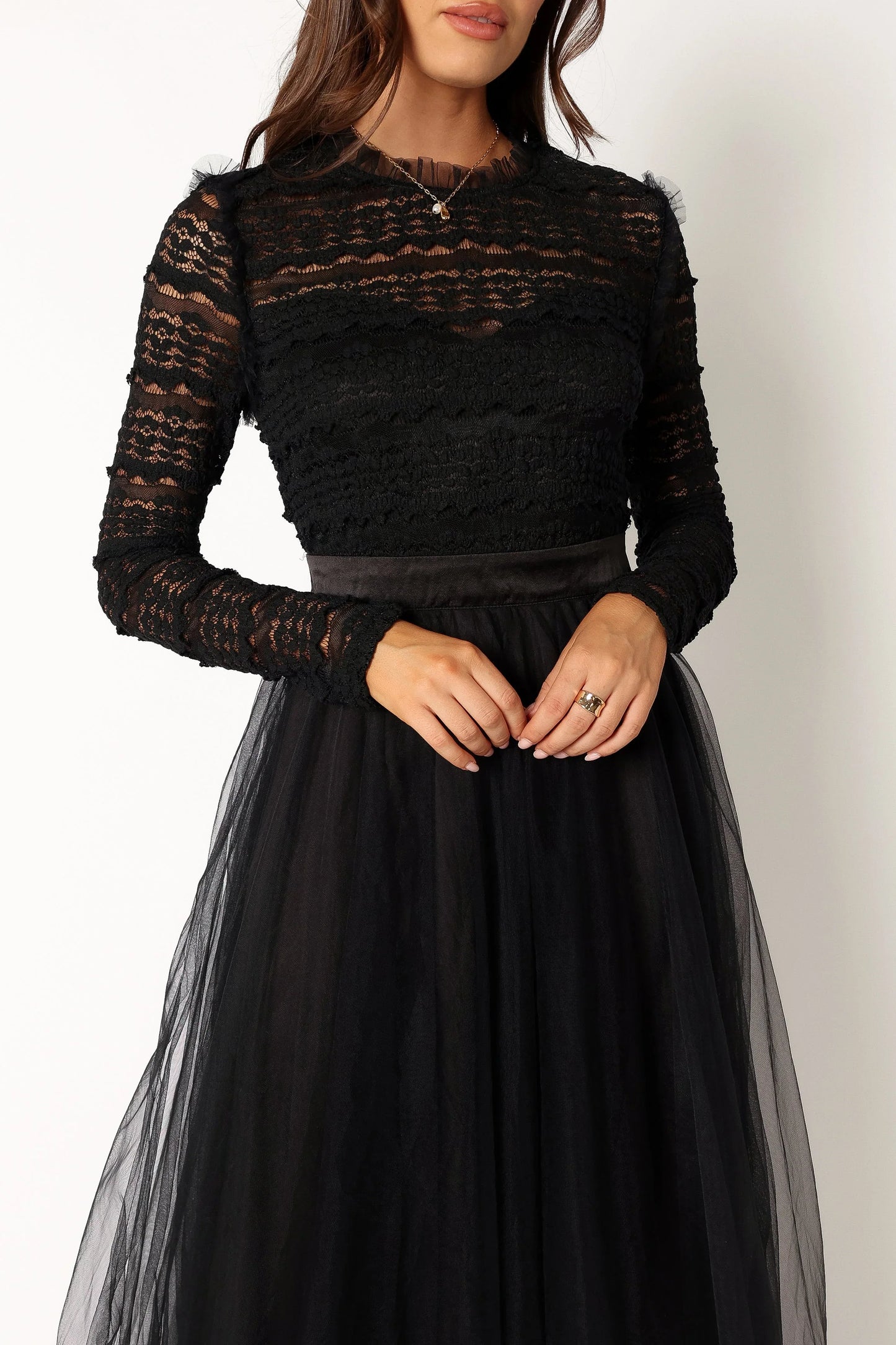 Pilla Long Sleeve Midi Dress Black