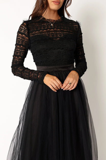 Pilla Long Sleeve Midi Dress Black