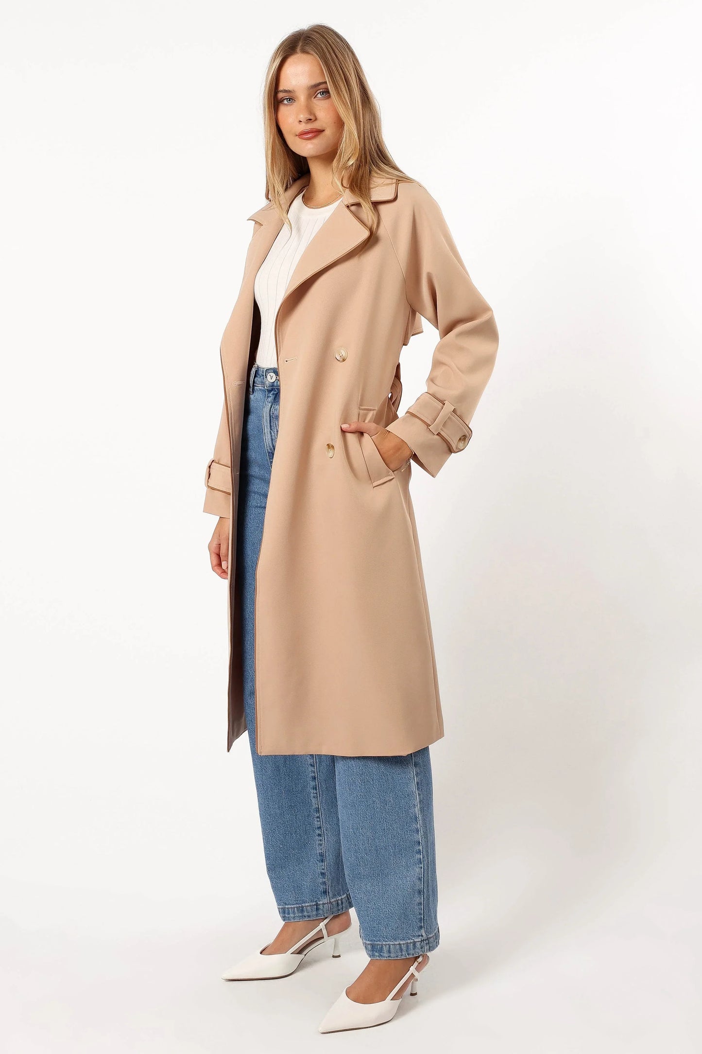 Cayenne Contrast Binding Trench Coat Camel
