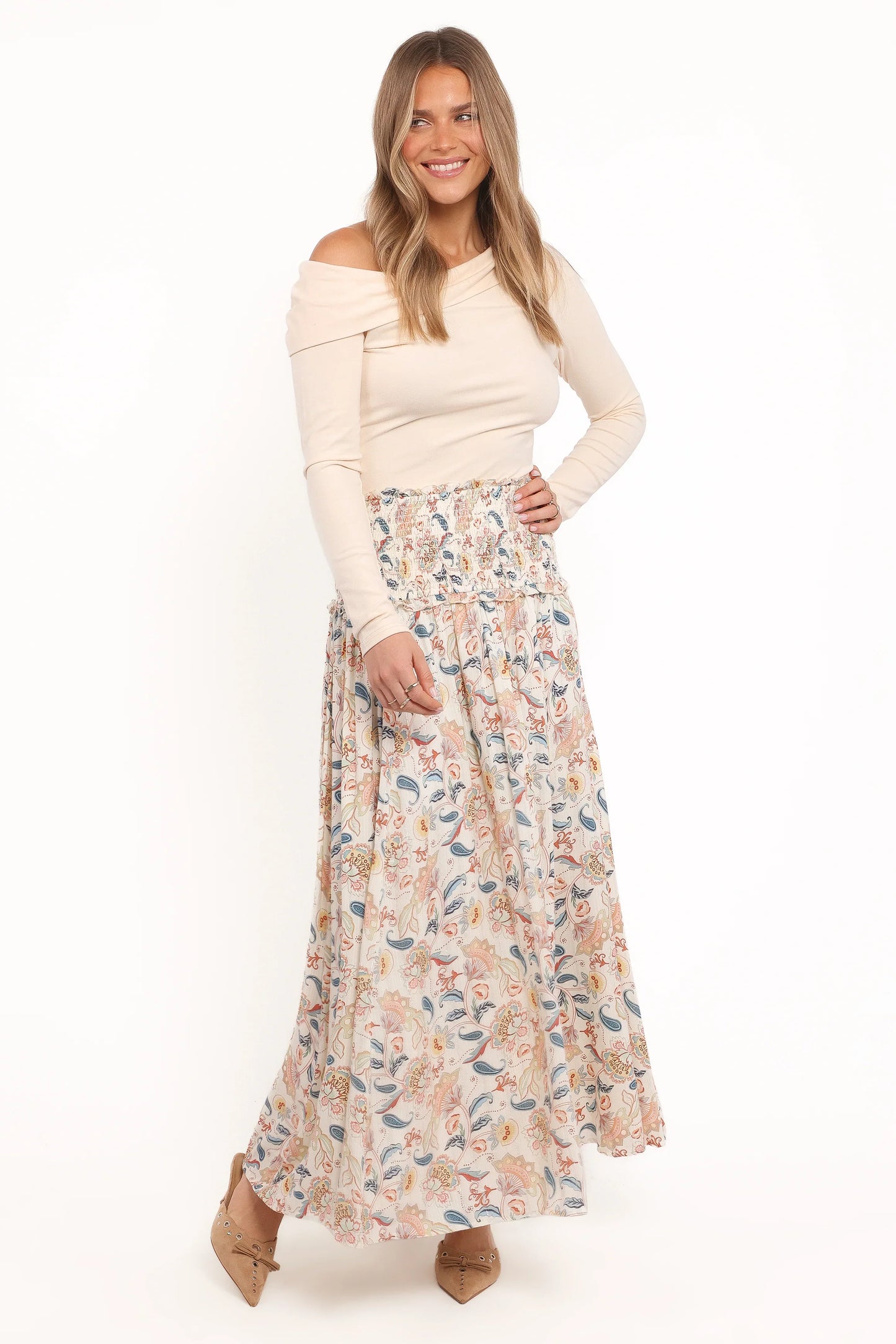 Seana Shirred Waist Maxi Skirt Paisley