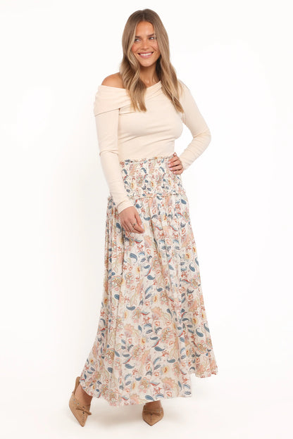 Seana Shirred Waist Maxi Skirt Paisley
