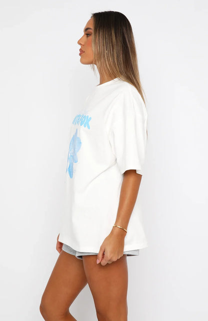 With Love Forever Oversized Tee White Blue