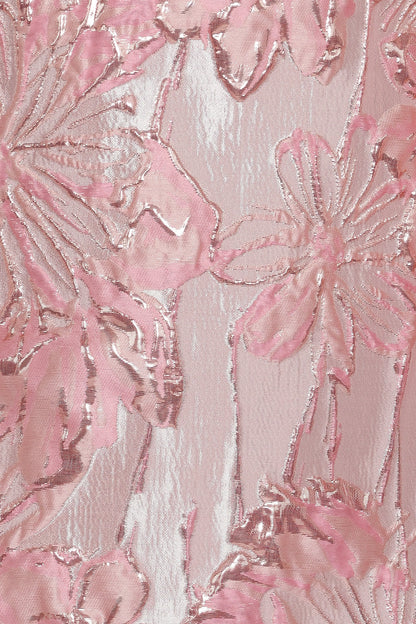 Treloar Long Sleeve Mini Dress Pink Brocade