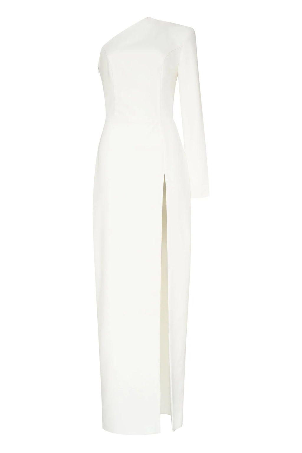 White Long sleeved dress with sharp shoulder cut
